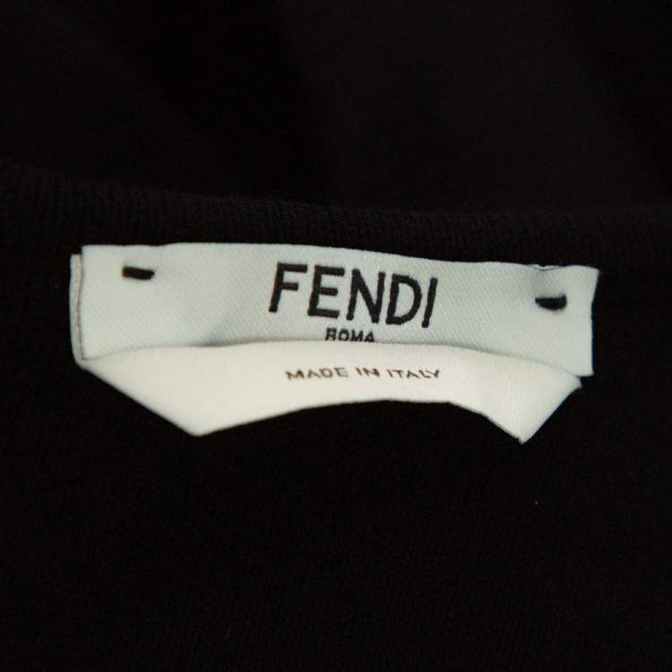 Pre Owned Fendi Black Knit Perforated Detail A-Line Dress M