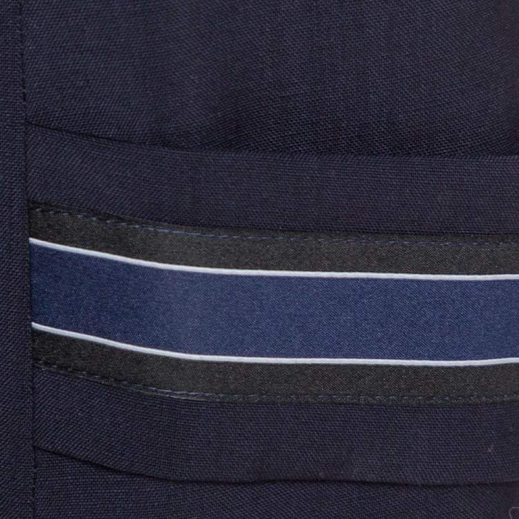 Pre Owned Fendi Navy Blue Wool Striped Cuff Detail Tailored Blazer M