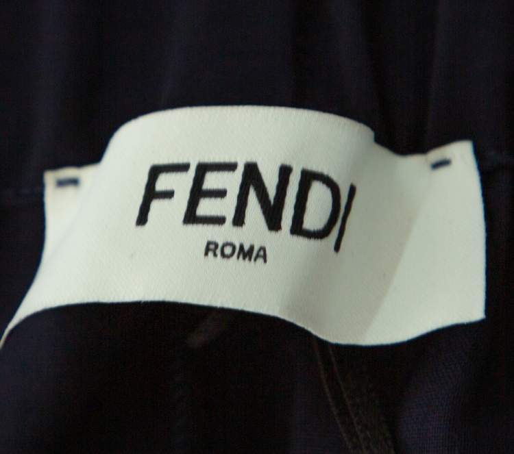 Pre Owned Fendi Navy Blue Wool Elasticized Waist Tapered Trousers M