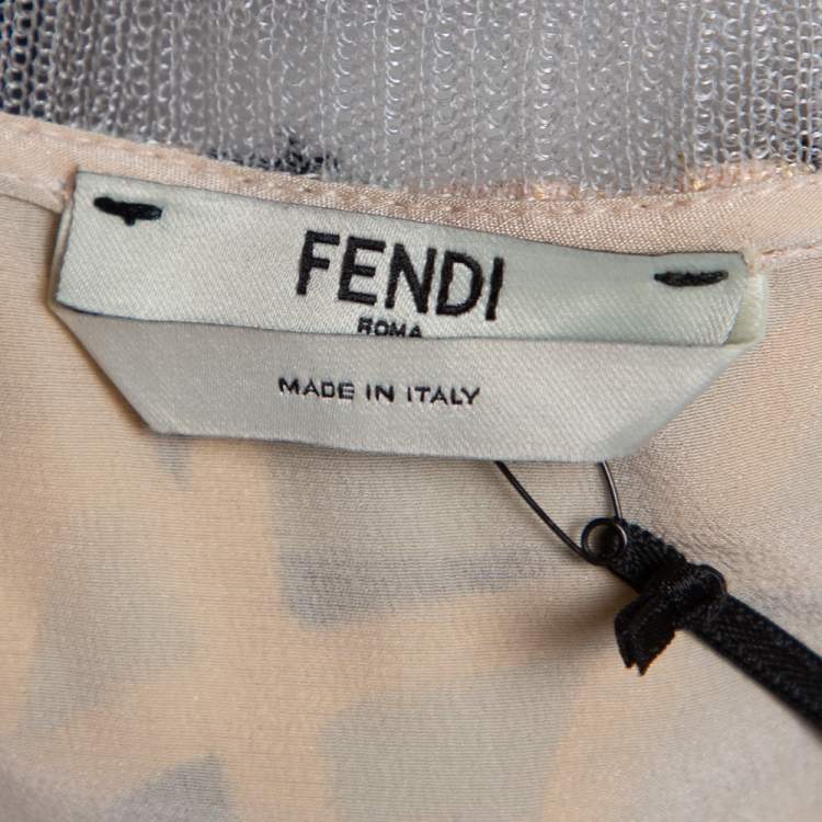 Pre Owned Fendi Beige Cotton Blend Layered Floral Top S