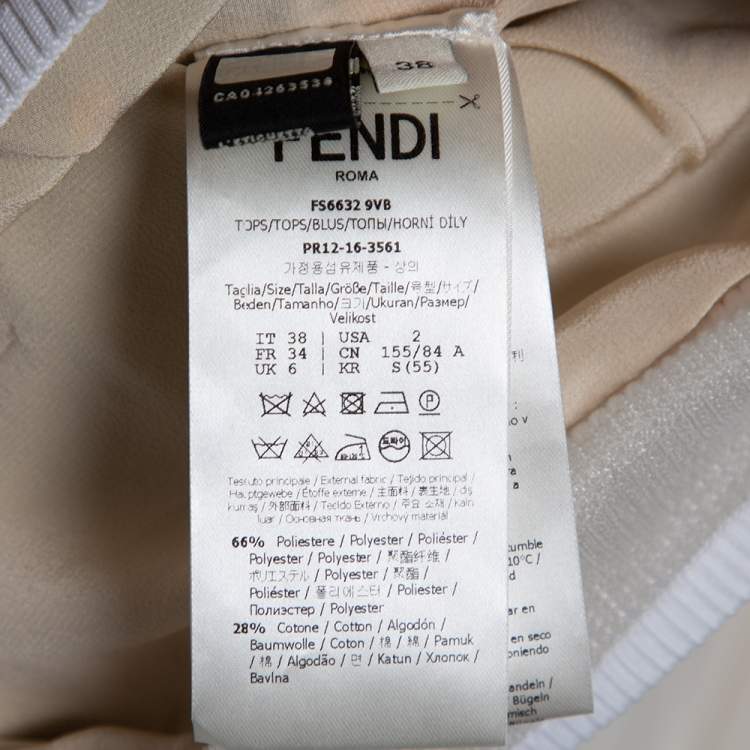Pre Owned Fendi Beige Cotton Blend Layered Floral Top S
