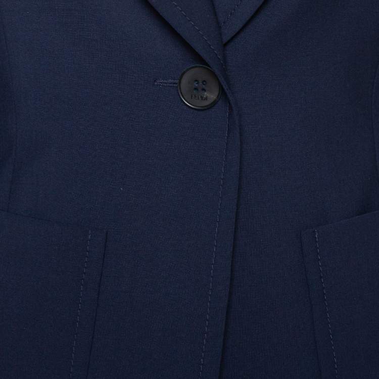 Pre Owned Fendi Navy Blue Wool Blend Striped Cuff Detail Tailored Blazer S