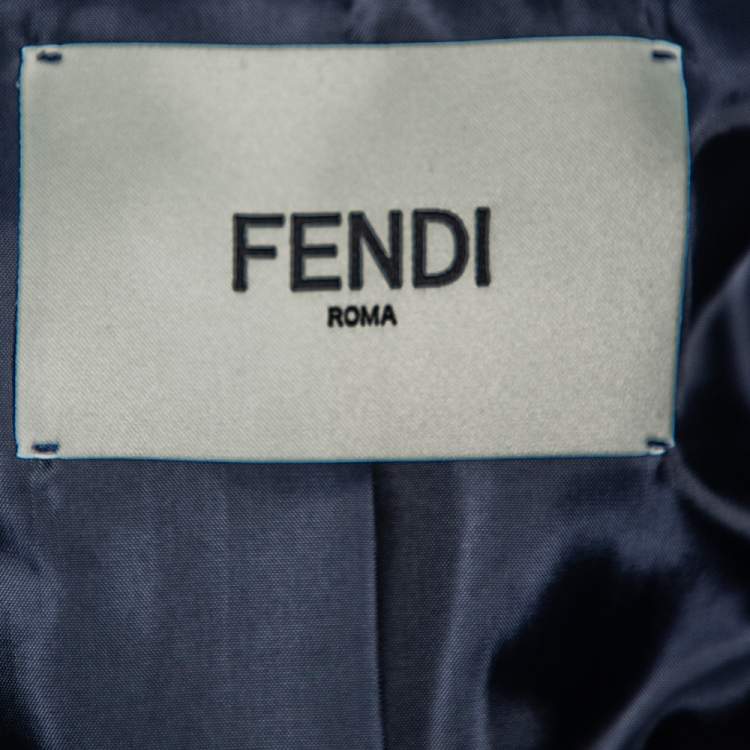 Pre Owned Fendi Navy Blue Wool Blend Striped Cuff Detail Tailored Blazer S