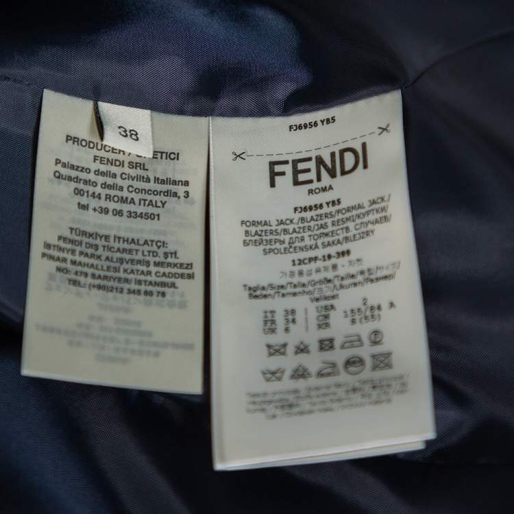 Pre Owned Fendi Navy Blue Wool Blend Striped Cuff Detail Tailored Blazer S