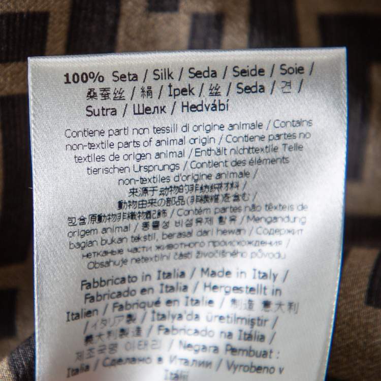 Pre Owned Fendi Brown Zucca Monogram Silk Button Front Shirt M