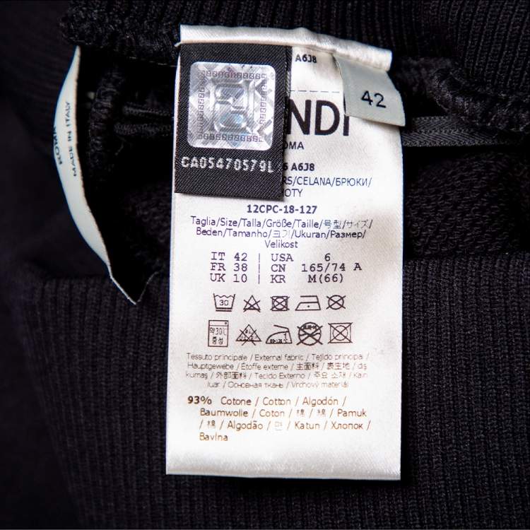 Pre Owned Fendi Black Knit Logo Band Strip Detail Jogger Pants M
