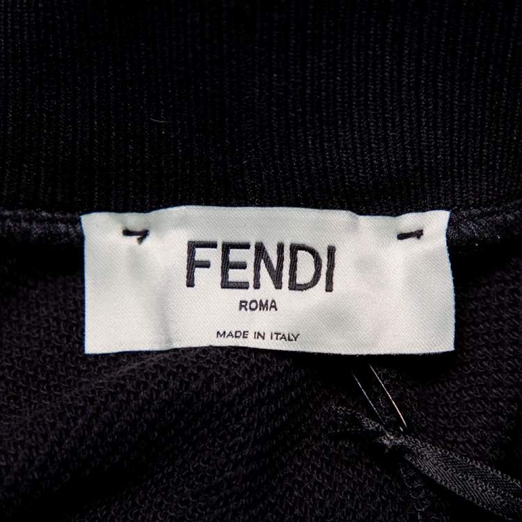 Pre Owned Fendi Black Knit Logo Band Strip Detail Jogger Pants M