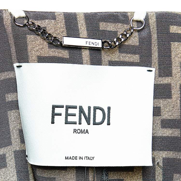 Pre Owned Fendi White Synthetic Coated Button Front Jacket M