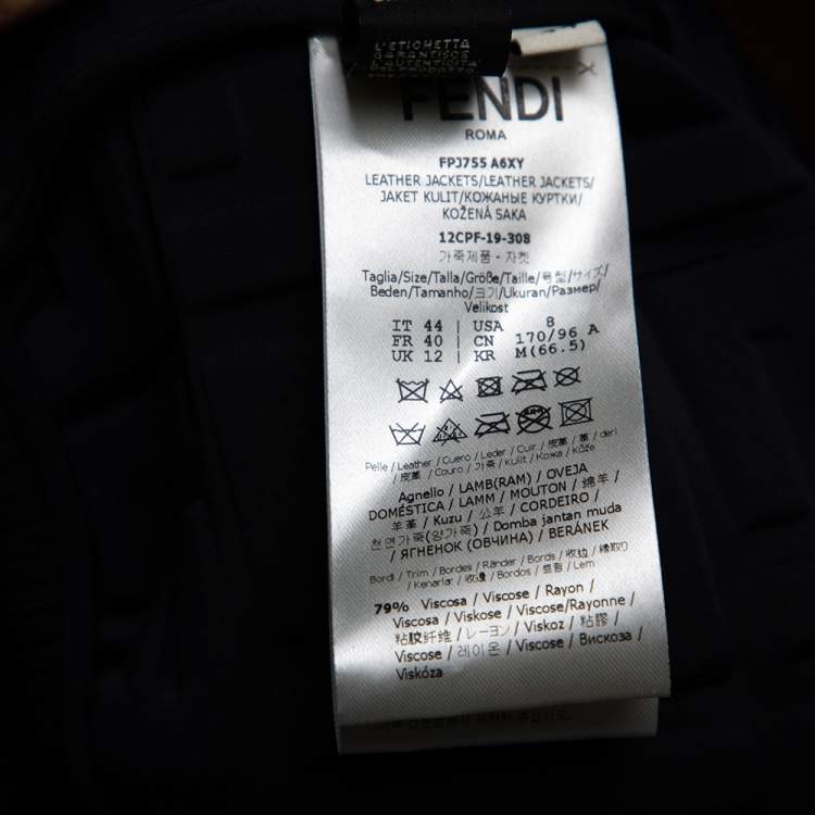 مملوكة مسبقًا Fendi Black Logo Embossed Leather Cropped Jacket M