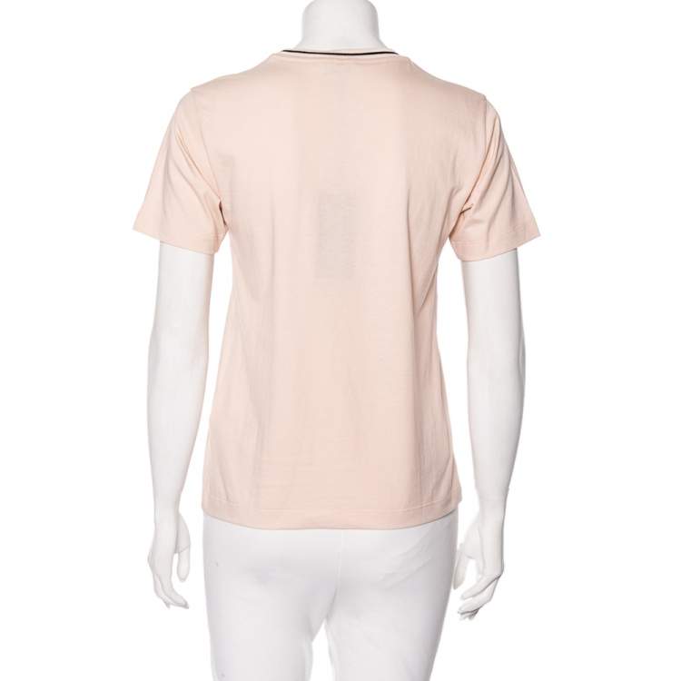 Pre Owned Fendi Dusky Pink Logo Printed Cotton Short Sleeve T-Shirt XS