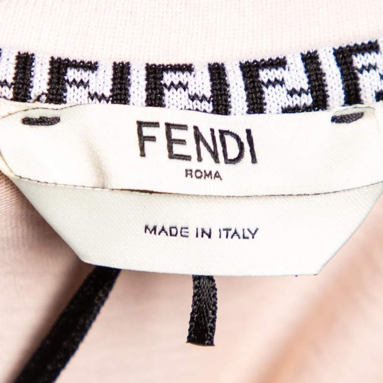 Pre Owned Fendi Dusky Pink Logo Printed Cotton Short Sleeve T-Shirt XS