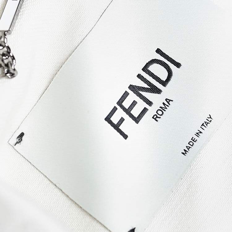 Pre Owned Fendi Cream FF Karligraphy Motif Cropped Denim Jacket M