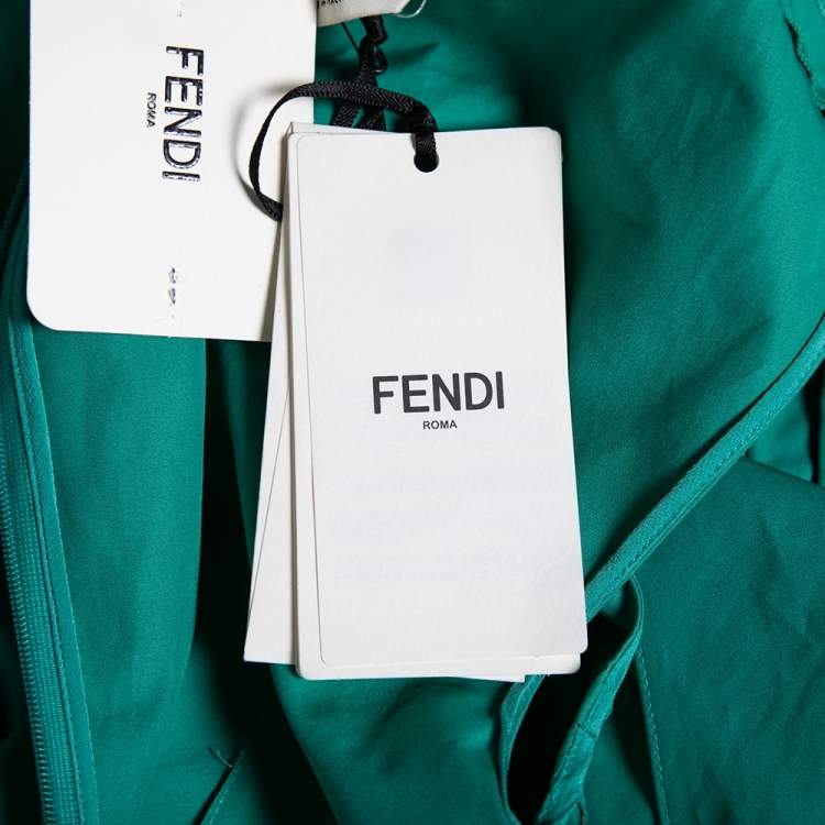 مملوكة مسبقًا Fendi Green & Blue Paneled Cotton Poplin Sleeveless Flared Dress S