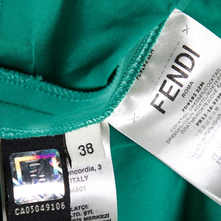 مملوكة مسبقًا Fendi Green & Blue Paneled Cotton Poplin Sleeveless Flared Dress S