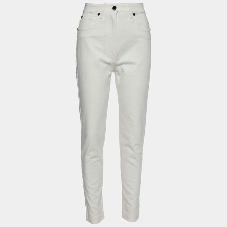 Pre Owned Fendi Off White Denim Mom Fit Jeans S