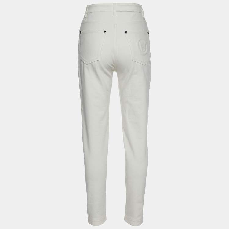 Pre Owned Fendi Off White Denim Mom Fit Jeans S