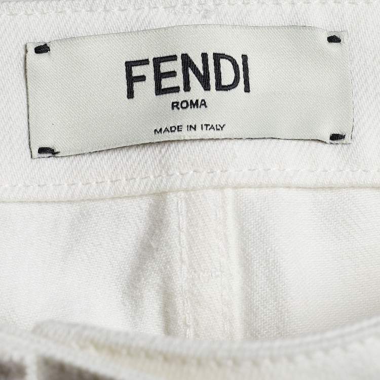Pre Owned Fendi Off White Denim Mom Fit Jeans S