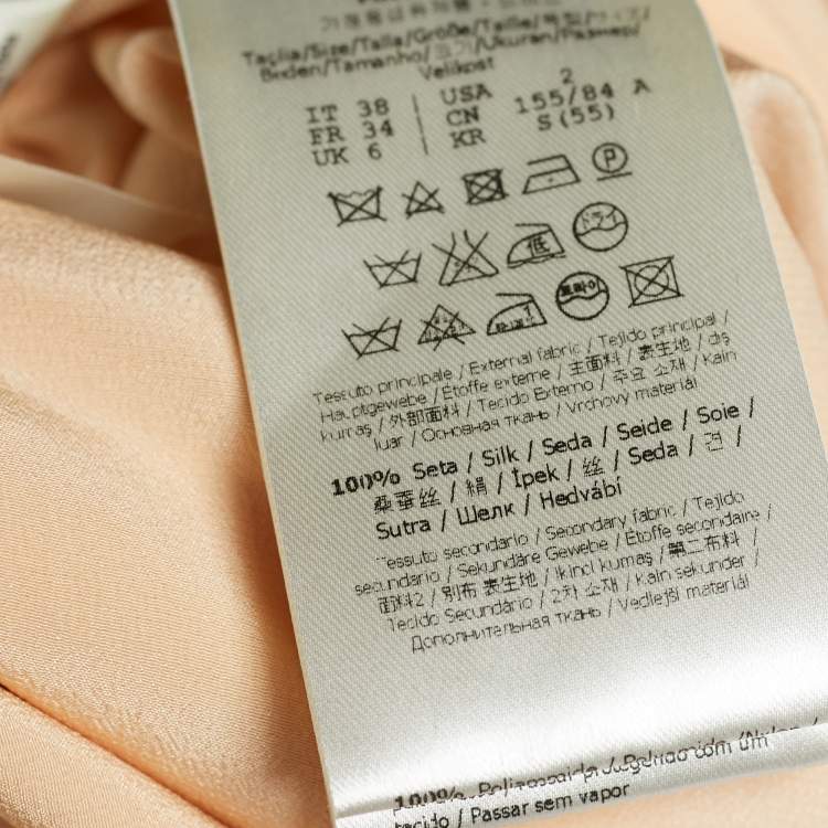 Pre Owned Fendi Beige Silk Embellished Belt Detail Dress M
