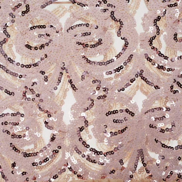 Pre Owned Fendi Beige Silk Embellished Belt Detail Dress M