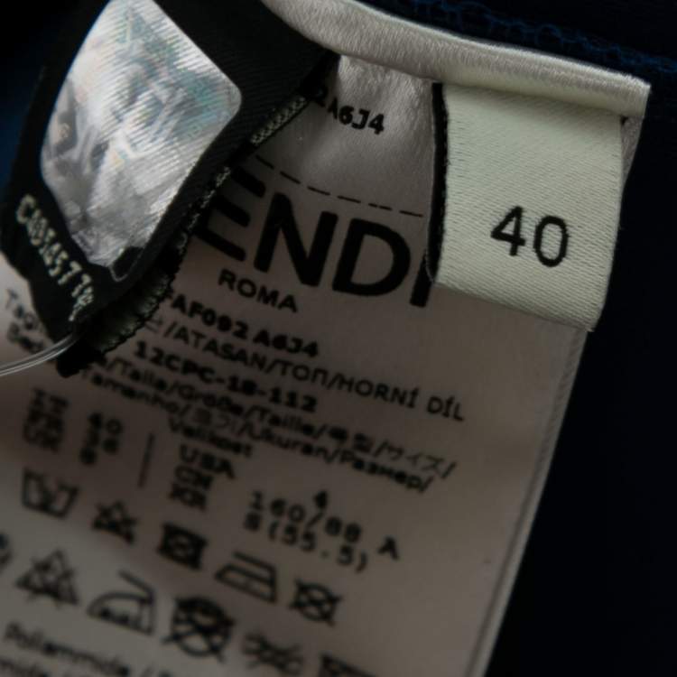 Pre Owned Fendi Blue Synthetic Logo Printed Sleeveless Tank Top S
