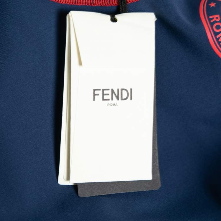 Pre Owned Fendi Blue Synthetic Logo Printed Sleeveless Tank Top S