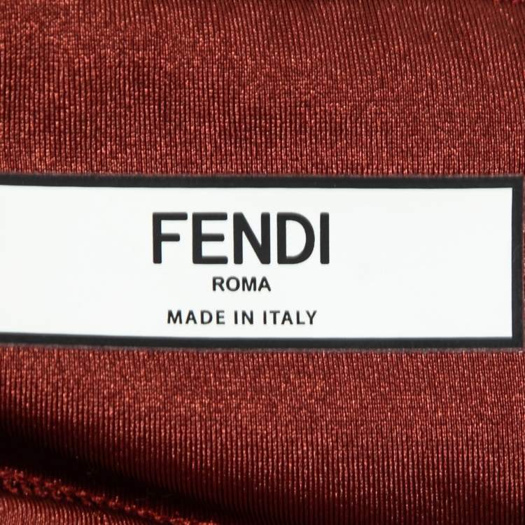 Pre Owned Fendi Burnt Orange Raised Logo Pattern Biker Shorts M