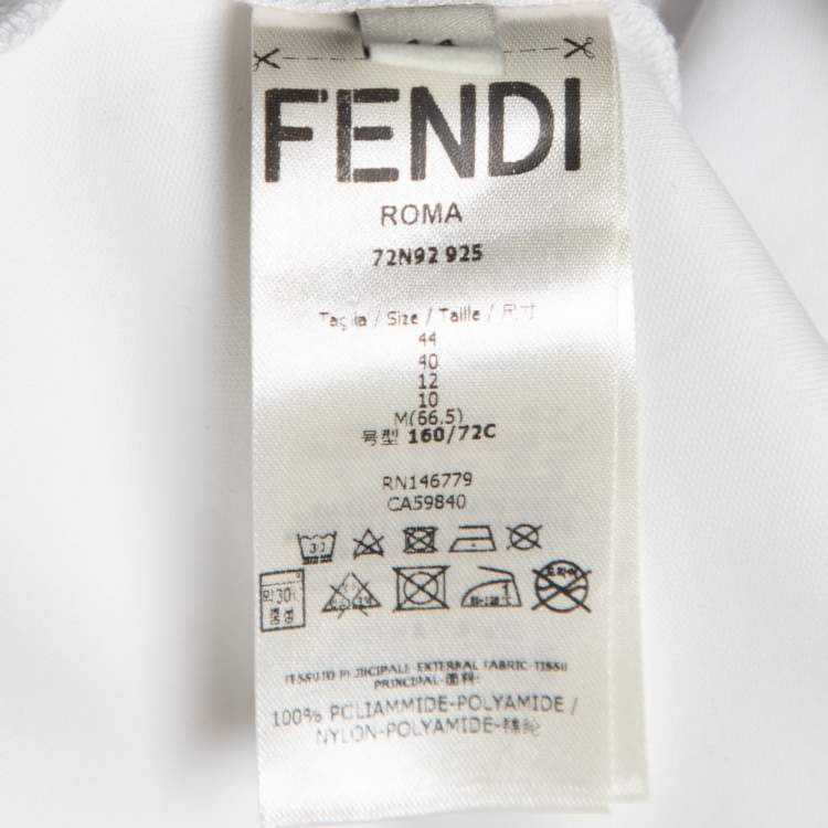 Pre Owned Fendi White Neoprene Logo Band Jogger Pants M