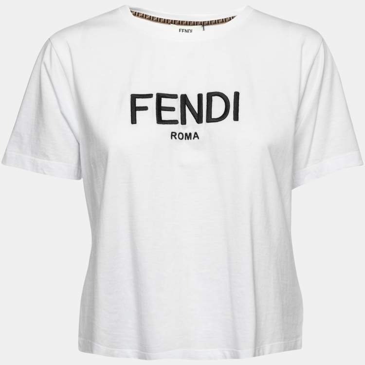 FENDI ブランドロゴ入り Tシャツ ホワイト FENDI logo-print Cotton T-shirt | White | FARFETCH