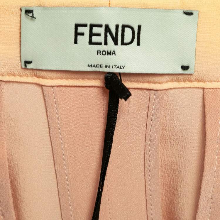 Pre Owned Fendi Beige Silk Pleated Trousers M