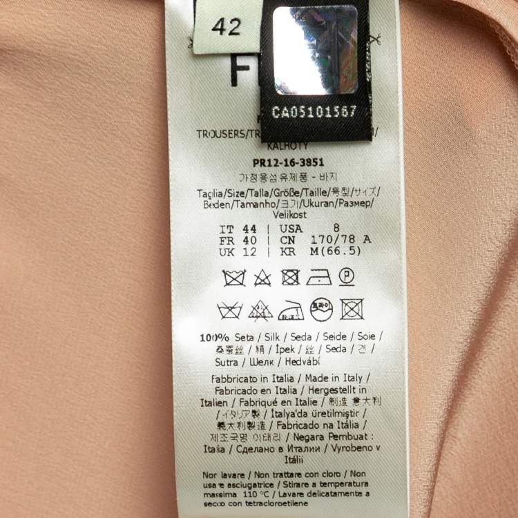 Pre Owned Fendi Beige Silk Pleated Trousers M