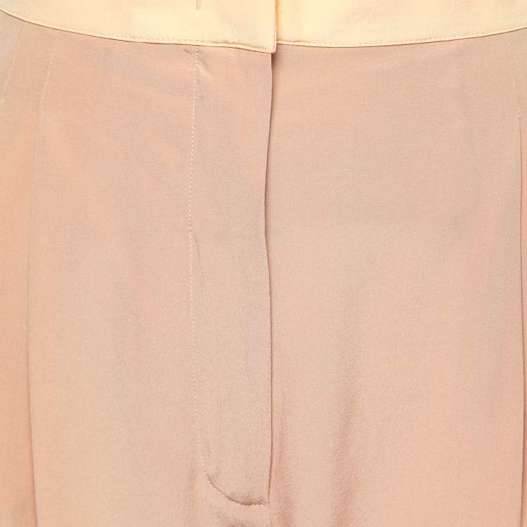 Pre Owned Fendi Beige Silk Pleated Trousers M