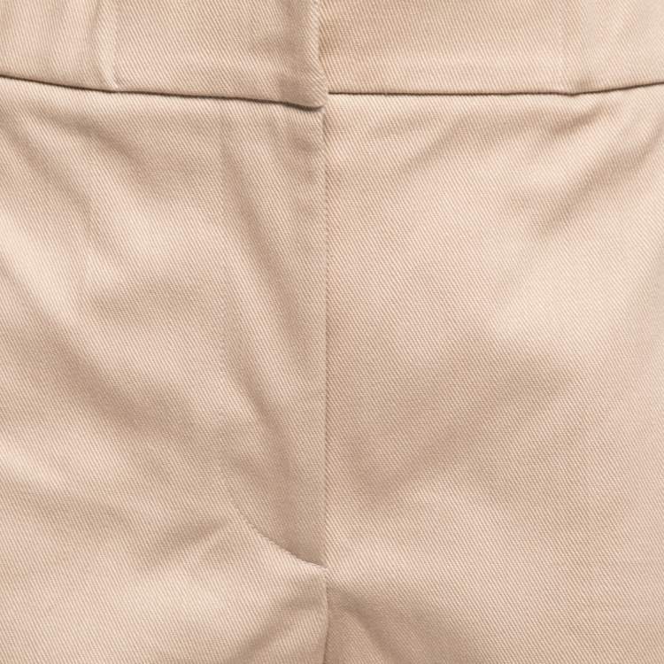 Pre Owned Fendi Beige Silk Trim Detail Bermuda Shorts S