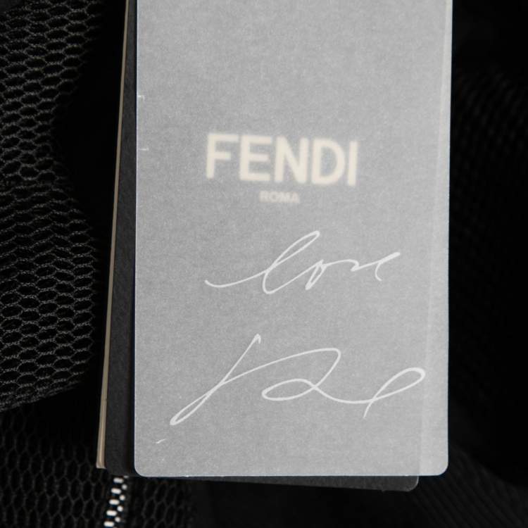 Pre Owned Fendi Black Wool & Mesh Insert Collared Midi Dress S
