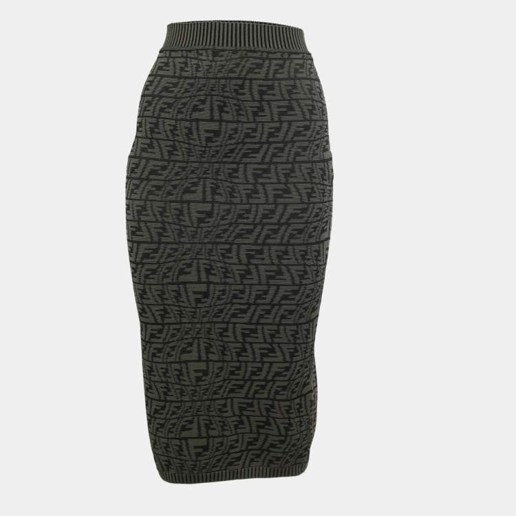 Fendi FF motif knitted pencil skirt