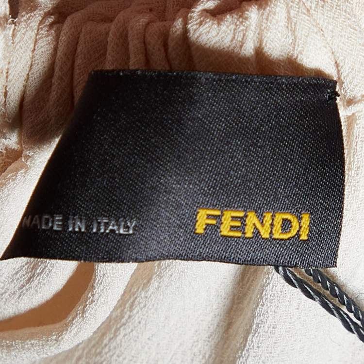 Pre Owned Fendi Cream Silk Crepe Ruffled Mini Dress M