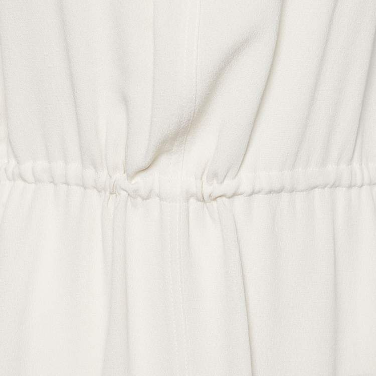 Pre Owned Fendi Cream Silk Crepe Ruffled Mini Dress M