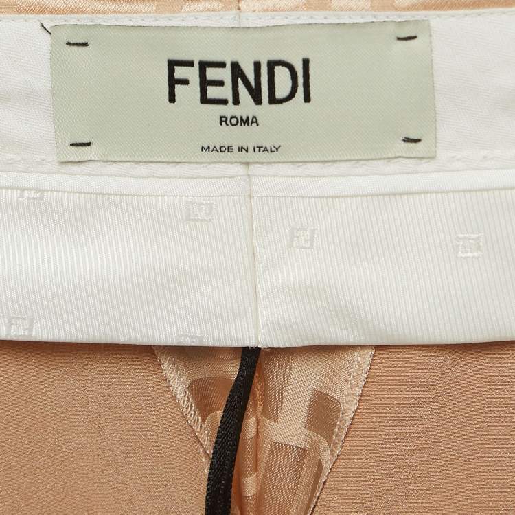 Pre Owned Fendi Blush Pink Monogram Satin Pants S