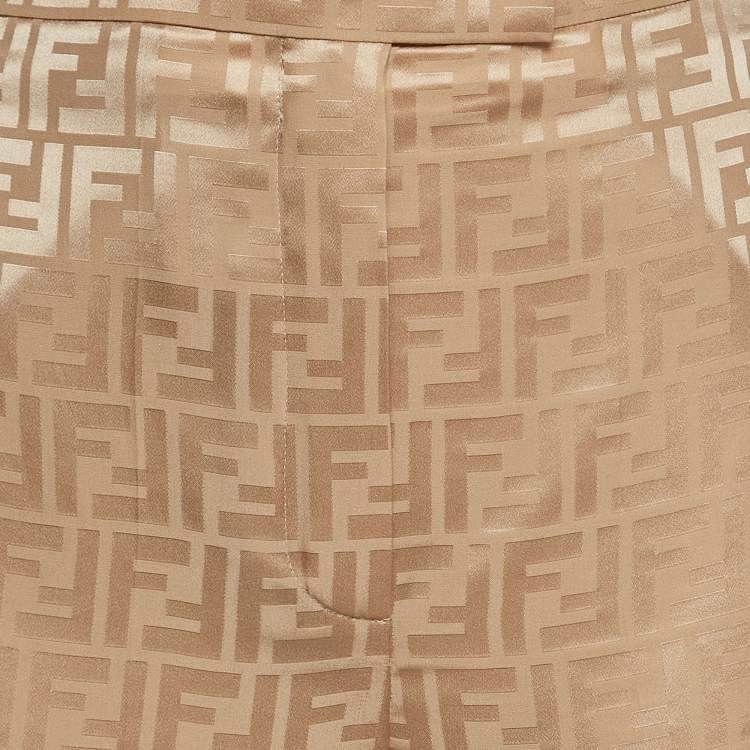 Pre Owned Fendi Blush Pink Monogram Satin Pants S