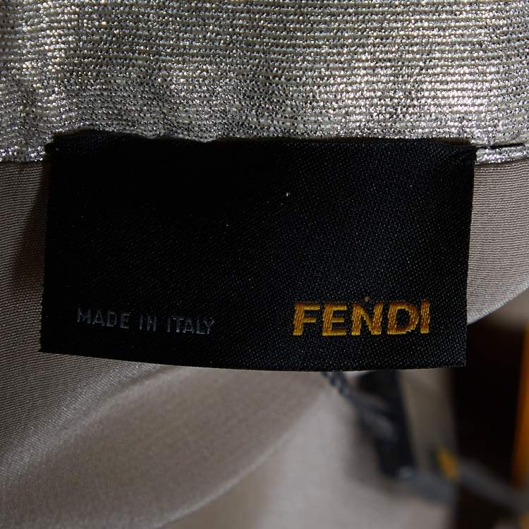 Pre Owned Fendi Vintage Gold Lurex Silk Tiered Mini Skirt M