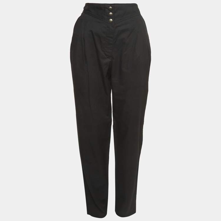 Pre Owned Fendi Vintage Black Cotton Tapered Trousers M