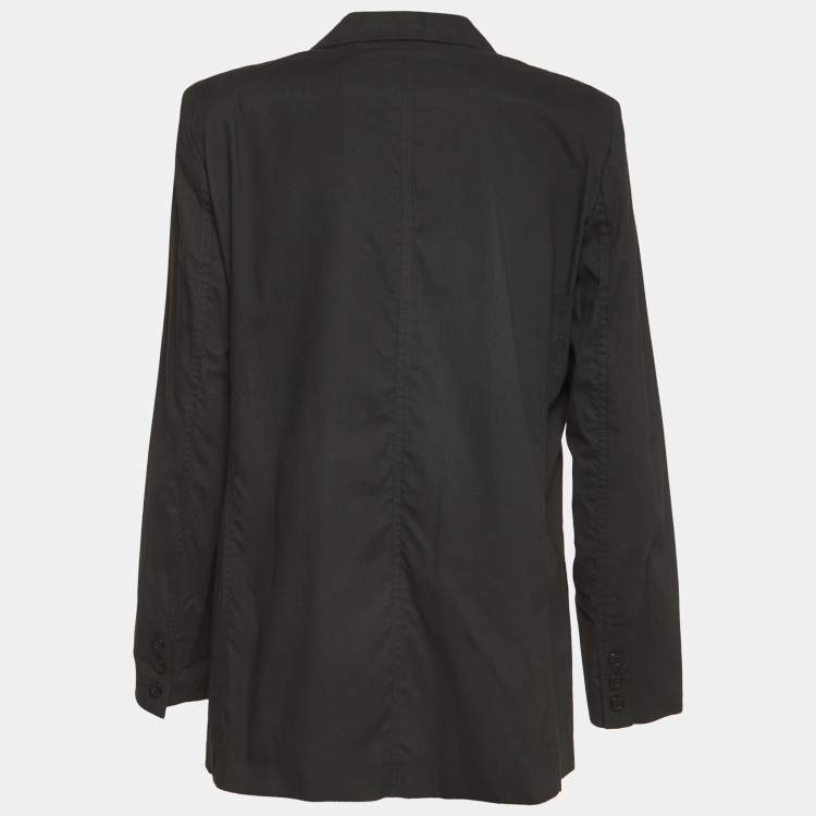 Pre Owned Fendi Vintage Black Logo Embroidered Cotton Single Breasted Blazer L