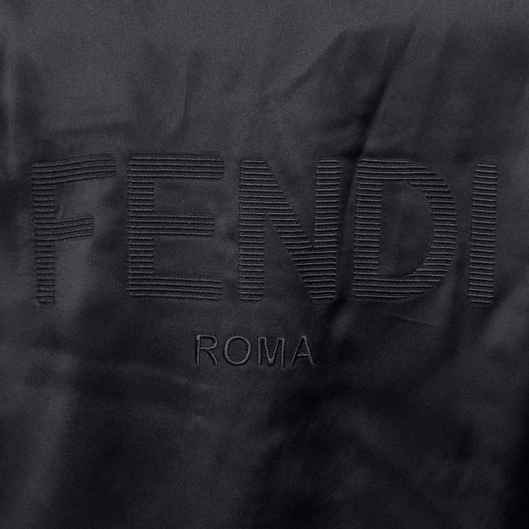 Pre Owned Fendi Black Satin Logo Embroidered Track Suit M