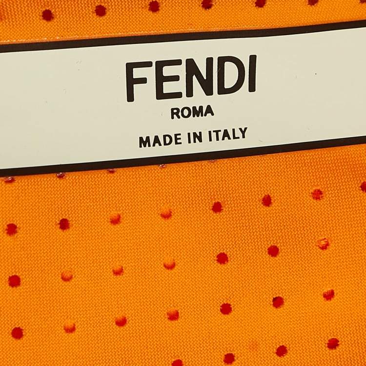 Pre Owned Fendi Orange Logo-Print Nylon Performance Tank Top S
