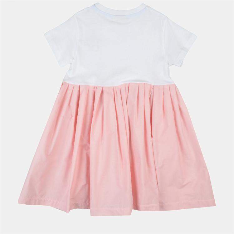 Pre Owned Fendi Pink/White Cotton Flared Dress Size 7Y