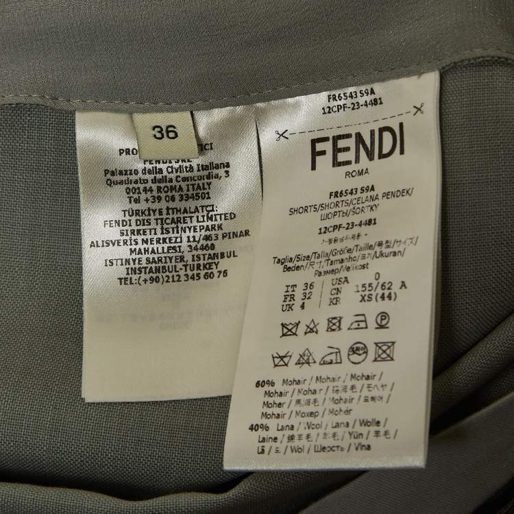 Pre Owned Fendi Grey Mohair Blend Asymmetric Layered Shorts XS