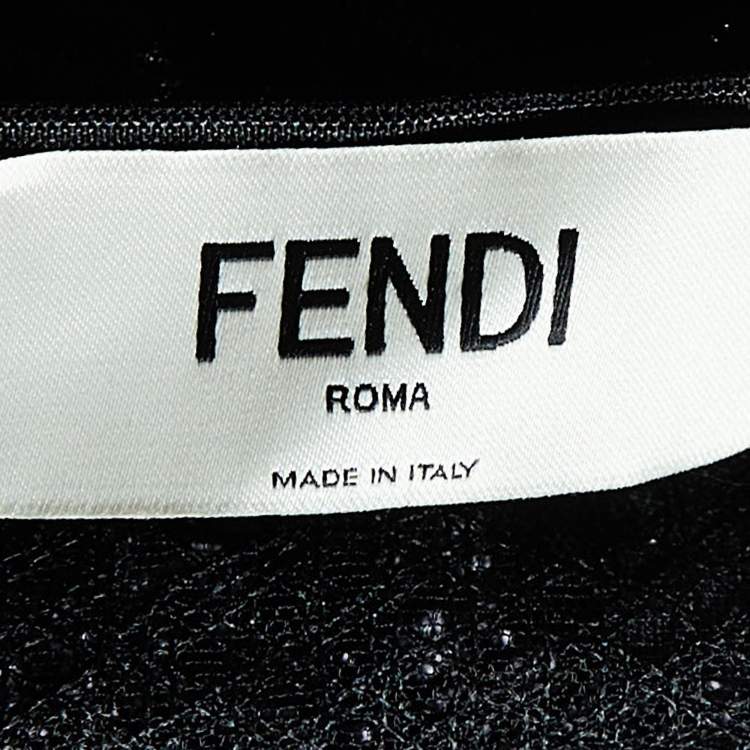 Pre Owned Fendi Black Embroidered Tulle Lingerie Set L
