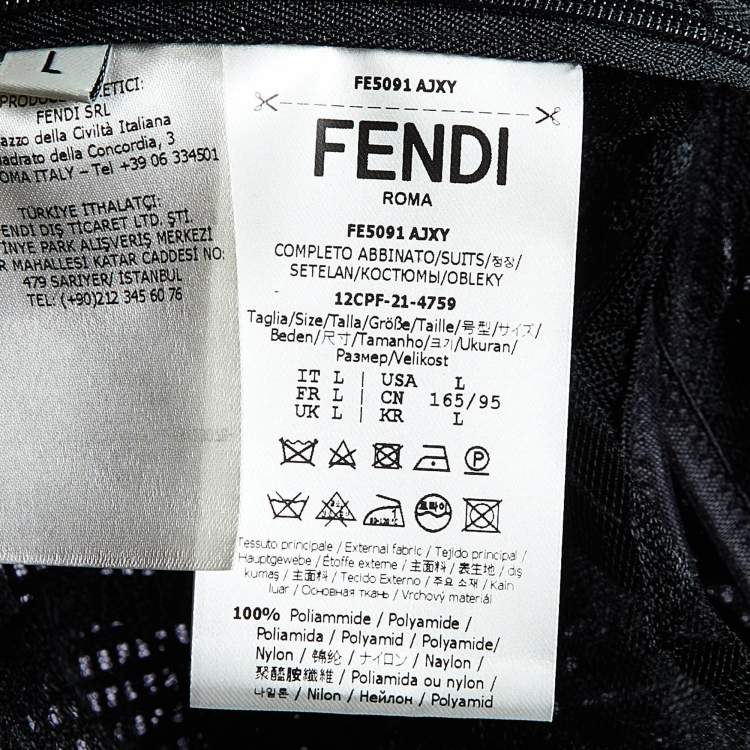 Pre Owned Fendi Black Embroidered Tulle Lingerie Set L