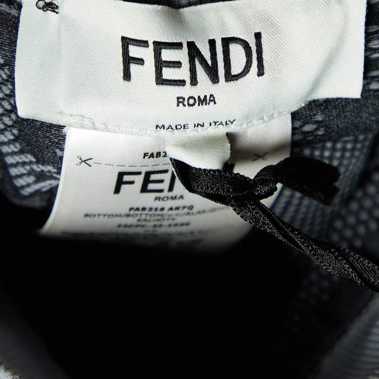 Pre Owned Fendi Grey Logo Pattern Jersey Seamless Leggings L/XL