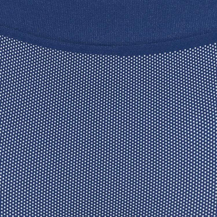 Pre Owned Fendi Dark Blue Logo Pattern Jersey Seamless Leggings L/XL
