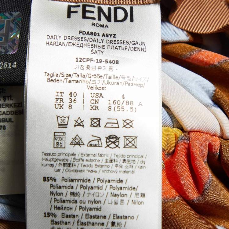 Pre Owned Fendi Brown Daisy Print Chenille Draped Midi Dress S